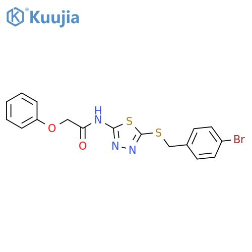 N-(5-{(4-bromophenyl)methylsulfanyl}-1,3,4-thiadiazol-2-yl)-2-phenoxyacetamide structure