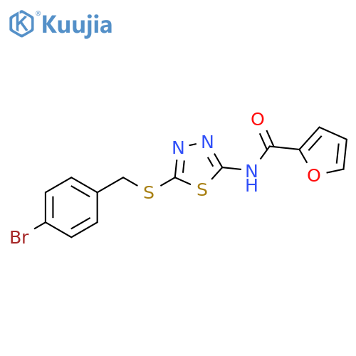 N-(5-{(4-bromophenyl)methylsulfanyl}-1,3,4-thiadiazol-2-yl)furan-2-carboxamide structure