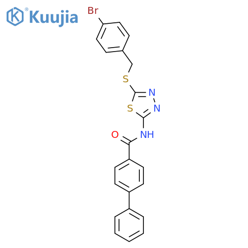 N-(5-{(4-bromophenyl)methylsulfanyl}-1,3,4-thiadiazol-2-yl)-1,1'-biphenyl-4-carboxamide structure