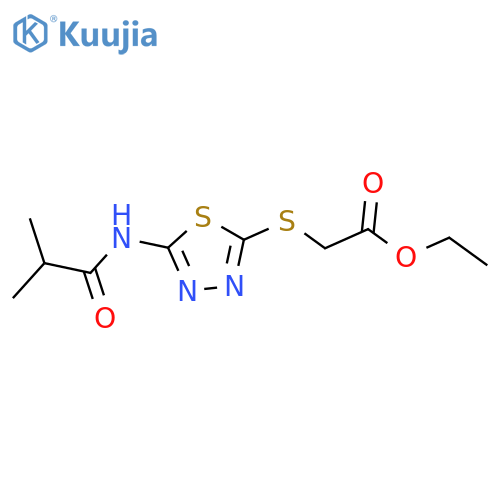 ethyl 2-{5-(2-methylpropanamido)-1,3,4-thiadiazol-2-ylsulfanyl}acetate structure