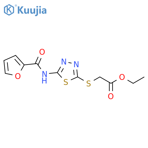 ethyl 2-{5-(furan-2-amido)-1,3,4-thiadiazol-2-ylsulfanyl}acetate structure
