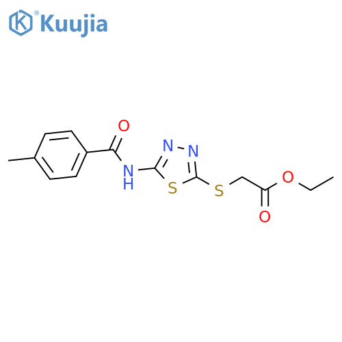 ethyl 2-{5-(4-methylbenzamido)-1,3,4-thiadiazol-2-ylsulfanyl}acetate structure