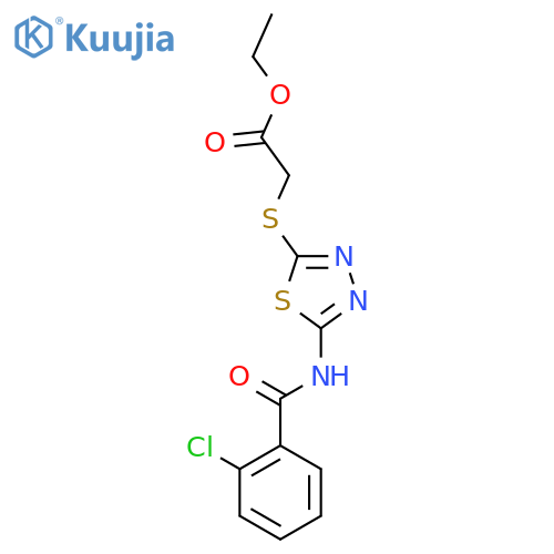 ethyl 2-{5-(2-chlorobenzamido)-1,3,4-thiadiazol-2-ylsulfanyl}acetate structure