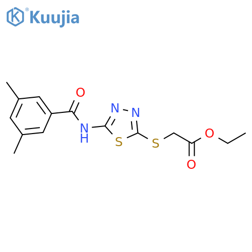 ethyl 2-{5-(3,5-dimethylbenzamido)-1,3,4-thiadiazol-2-ylsulfanyl}acetate structure