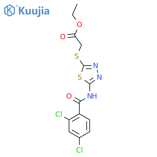 ethyl 2-{5-(2,4-dichlorobenzamido)-1,3,4-thiadiazol-2-ylsulfanyl}acetate structure