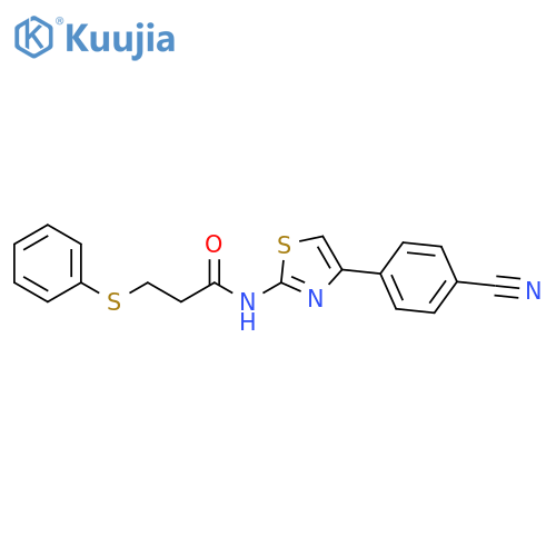 N-4-(4-cyanophenyl)-1,3-thiazol-2-yl-3-(phenylsulfanyl)propanamide structure