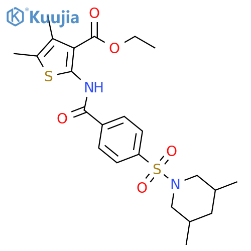 ethyl 2-{4-(3,5-dimethylpiperidin-1-yl)sulfonylbenzamido}-4,5-dimethylthiophene-3-carboxylate structure