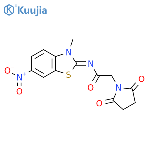 2-(2,5-dioxopyrrolidin-1-yl)-N-(2E)-3-methyl-6-nitro-2,3-dihydro-1,3-benzothiazol-2-ylideneacetamide structure