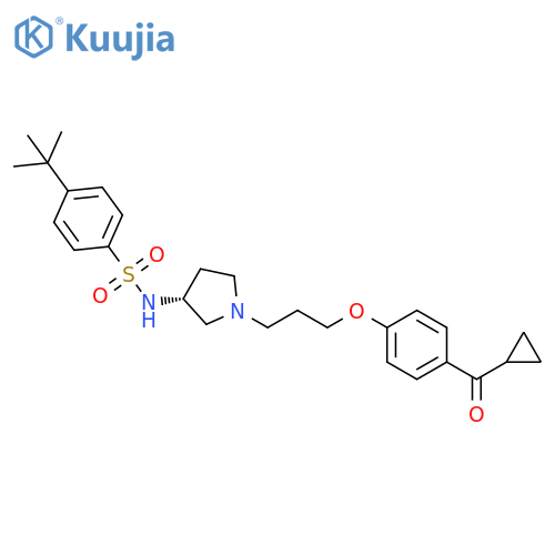 Benzenesulfonamide,N-[(3R)-1-[3-[4-(cyclopropylcarbonyl)phenoxy]propyl]-3-pyrrolidinyl]-4-(1,1-dimethylethyl)- structure
