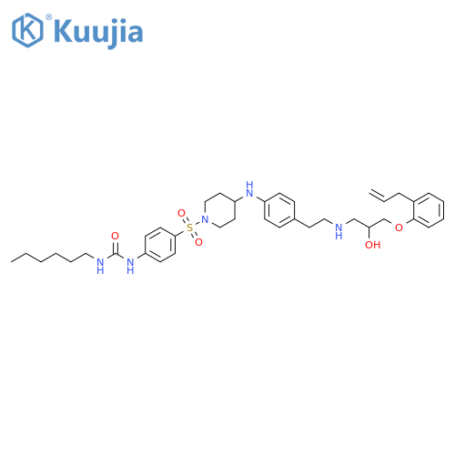 4-Piperidinamine,1-[[4-[[(hexylamino)carbonyl]amino]phenyl]sulfonyl]-N-[4-[2-[[2-hydroxy-3-[2-(2-propenyl)phenoxy]propyl]amino]ethyl]phenyl]- structure