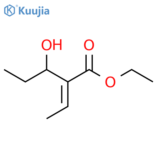 Pentanoic acid, 2-ethylidene-3-hydroxy-, ethyl ester, (2E)- structure
