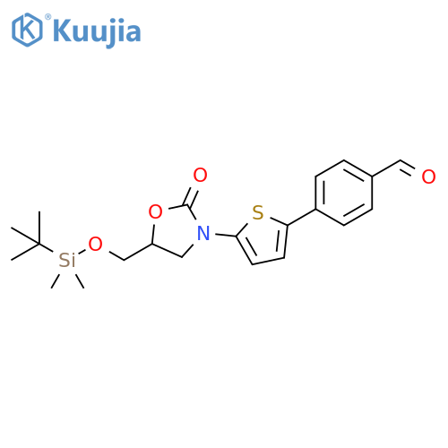 Benzaldehyde,4-[5-[5-[[[(1,1-dimethylethyl)dimethylsilyl]oxy]methyl]-2-oxo-3-oxazolidinyl]-2-thienyl]- structure