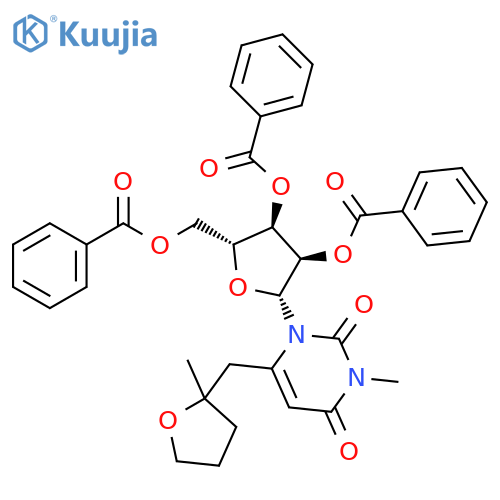 Uridine, 3-methyl-6-[(tetrahydro-2-methyl-2-furanyl)methyl]-,2',3',5'-tribenzoate structure