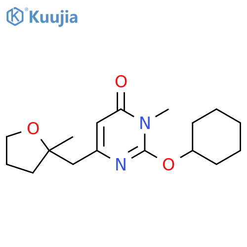 4(3H)-Pyrimidinone,2-(cyclohexyloxy)-3-methyl-6-[(tetrahydro-2-methyl-2-furanyl)methyl]- structure