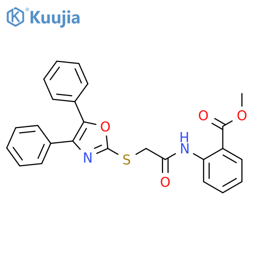 methyl 2-{2-(4,5-diphenyl-1,3-oxazol-2-yl)sulfanylacetamido}benzoate structure