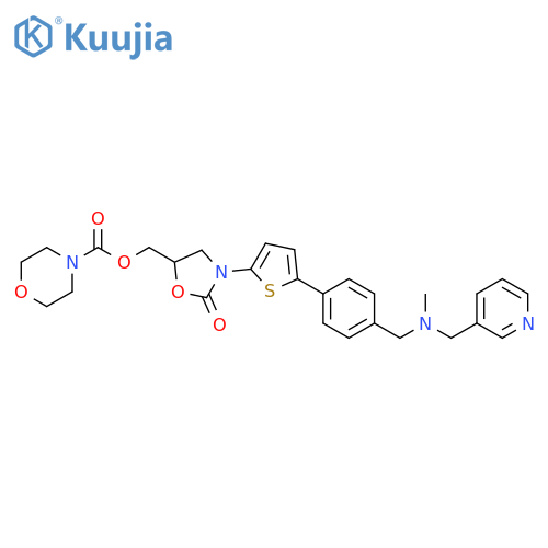 4-Morpholinecarboxylic acid,[3-[5-[4-[[methyl(3-pyridinylmethyl)amino]methyl]phenyl]-2-thienyl]-2-oxo-5-oxazolidinyl]methyl ester structure