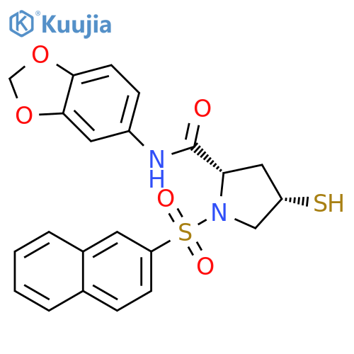 2-Pyrrolidinecarboxamide,N-1,3-benzodioxol-5-yl-4-mercapto-1-(2-naphthalenylsulfonyl)-,(2S,4S)- structure