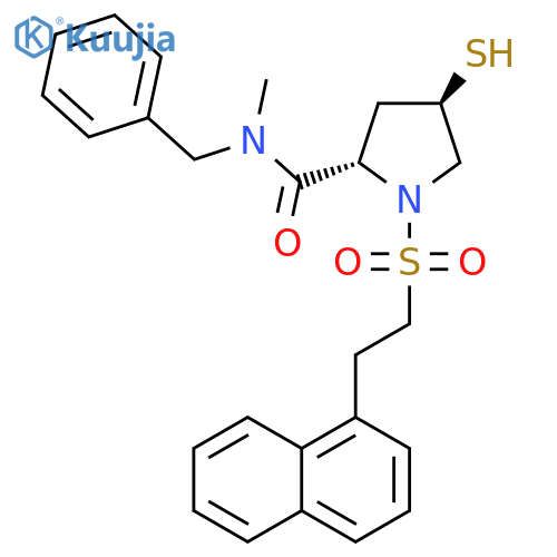 2-Pyrrolidinecarboxamide,4-mercapto-N-methyl-1-[[2-(1-naphthalenyl)ethyl]sulfonyl]-N-(phenylmethyl)-, (2S,4R)- structure