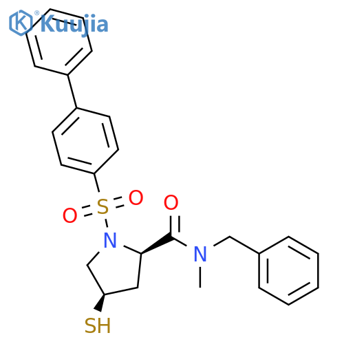 2-Pyrrolidinecarboxamide,1-([1,1'-biphenyl]-4-ylsulfonyl)-4-mercapto-N-methyl-N-(phenylmethyl)-,(2R,4R)- structure