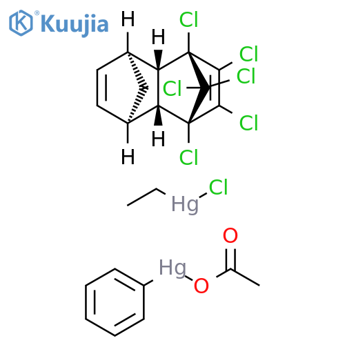 Mercury, (acetato-κO)phenyl-, mixt. with chloroethylmercury and (1α,4α,4aβ,5α,8α,8aβ)-1,2,3,4,10,10-hexachloro-1,4,4a,5,8,8a-hexahydro-1,4:5,8-dimethanonaphthalene (9CI) structure