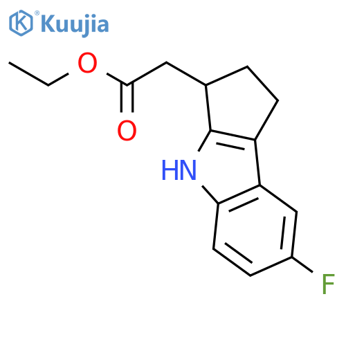 Ethyl 2-(7-fluoro-1,2,3,4-tetrahydrocyclopenta[b]indol-3-yl)acetate structure