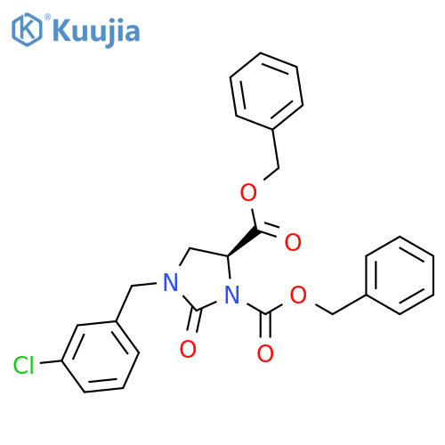 1,5-Imidazolidinedicarboxylic acid, 3-[(3-chlorophenyl)methyl]-2-oxo-,bis(phenylmethyl) ester, (5S)- structure