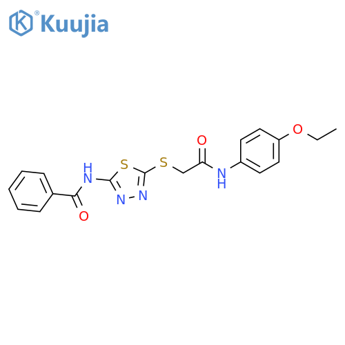 N-5-({(4-ethoxyphenyl)carbamoylmethyl}sulfanyl)-1,3,4-thiadiazol-2-ylbenzamide structure