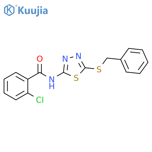 N-5-(benzylsulfanyl)-1,3,4-thiadiazol-2-yl-2-chlorobenzamide structure