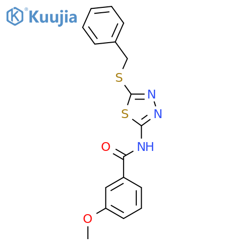 N-5-(benzylsulfanyl)-1,3,4-thiadiazol-2-yl-3-methoxybenzamide structure