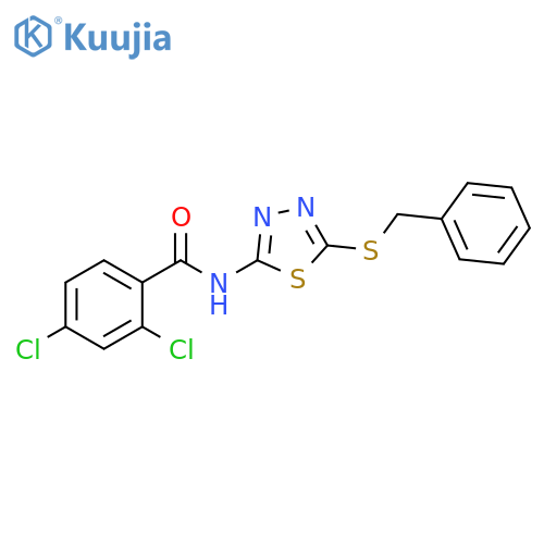 N-5-(benzylsulfanyl)-1,3,4-thiadiazol-2-yl-2,4-dichlorobenzamide structure