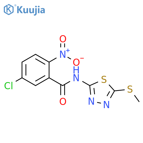 5-chloro-N-[5-(methylsulfanyl)-1,3,4-thiadiazol-2-yl]-2-nitrobenzamide structure
