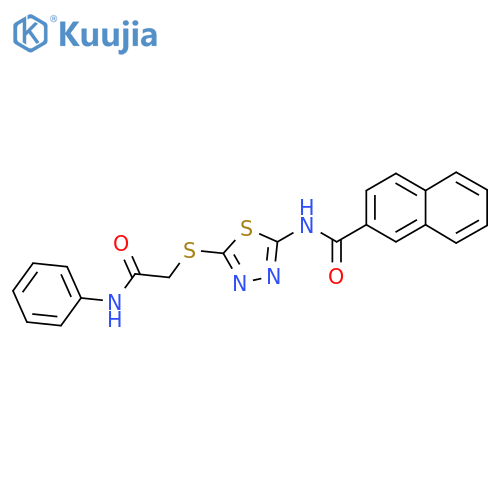 N-(5-{(phenylcarbamoyl)methylsulfanyl}-1,3,4-thiadiazol-2-yl)naphthalene-2-carboxamide structure