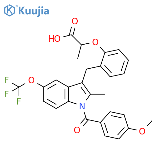 Propanoic acid,2-[2-[[1-(4-methoxybenzoyl)-2-methyl-5-(trifluoromethoxy)-1H-indol-3-yl]methyl]phenoxy]- structure