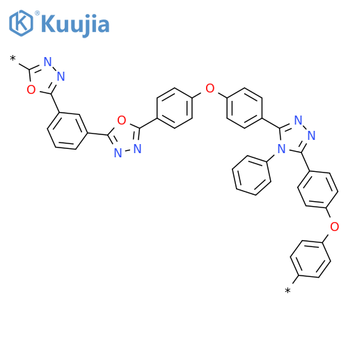 Poly[1,3,4-oxadiazole-2,5-diyl-1,3-phenylene-1,3,4-oxadiazole-2,5-diyl-1,4-phenyleneoxy-1,4-phenylene(4-phenyl-4H-1,2,4-triazole-3,5-diyl)-1,4-phenyleneoxy-1,4-phenylene] structure