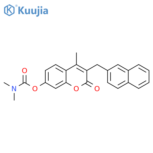 Carbamic acid, dimethyl-,4-methyl-3-(2-naphthalenylmethyl)-2-oxo-2H-1-benzopyran-7-yl ester structure