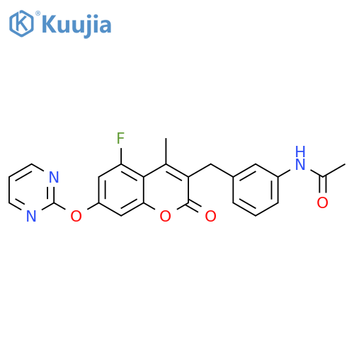 Acetamide,N-[3-[[5-fluoro-4-methyl-2-oxo-7-(2-pyrimidinyloxy)-2H-1-benzopyran-3-yl]methyl]phenyl]- structure