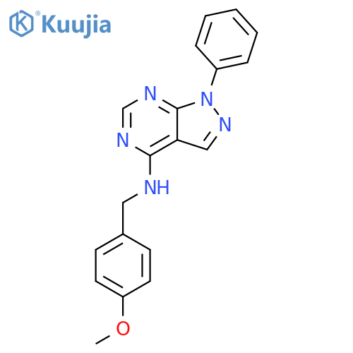 N-(4-methoxyphenyl)methyl-1-phenyl-1H-pyrazolo3,4-dpyrimidin-4-amine structure