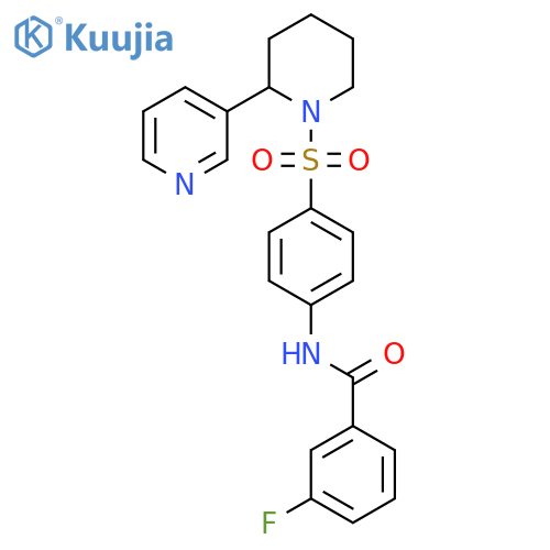 3-fluoro-N-(4-{[2-(pyridin-3-yl)piperidin-1-yl]sulfonyl}phenyl)benzamide structure