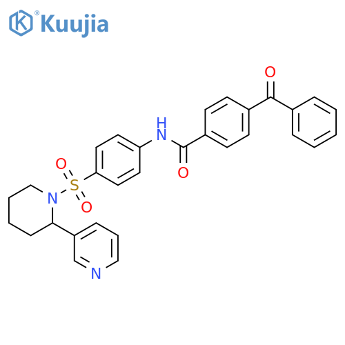 4-benzoyl-N-(4-{2-(pyridin-3-yl)piperidin-1-ylsulfonyl}phenyl)benzamide structure