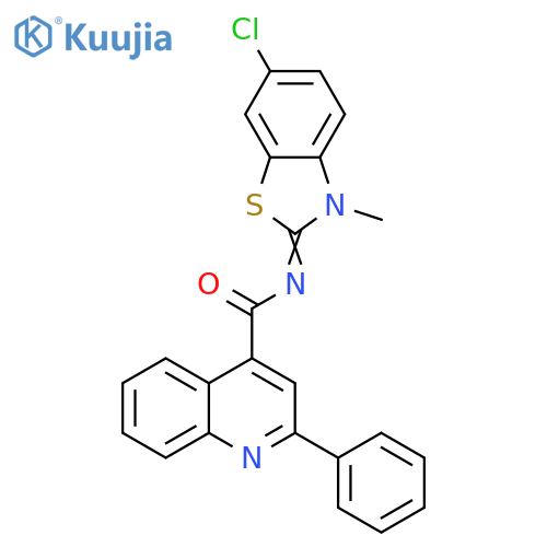 N-(2Z)-6-chloro-3-methyl-2,3-dihydro-1,3-benzothiazol-2-ylidene-2-phenylquinoline-4-carboxamide structure