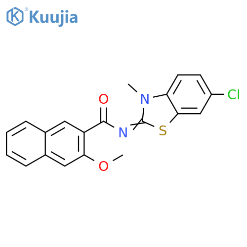 N-(2Z)-6-chloro-3-methyl-2,3-dihydro-1,3-benzothiazol-2-ylidene-3-methoxynaphthalene-2-carboxamide structure