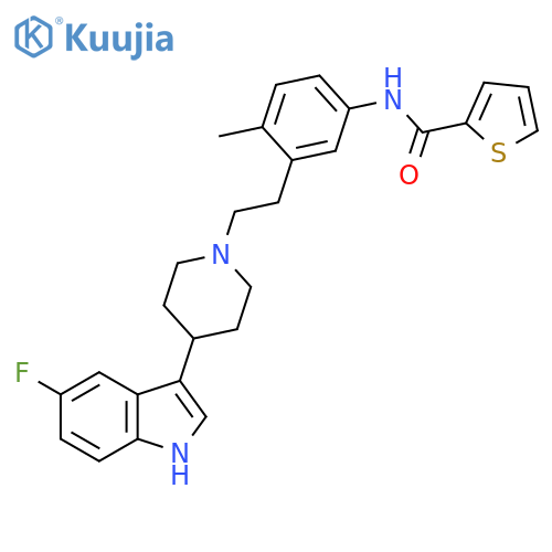 2-Thiophenecarboxamide,N-[3-[2-[4-(5-fluoro-1H-indol-3-yl)-1-piperidinyl]ethyl]-4-methylphenyl]- structure