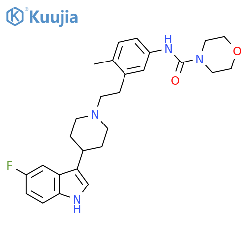 4-Morpholinecarboxamide,N-[3-[2-[4-(5-fluoro-1H-indol-3-yl)-1-piperidinyl]ethyl]-4-methylphenyl]- structure