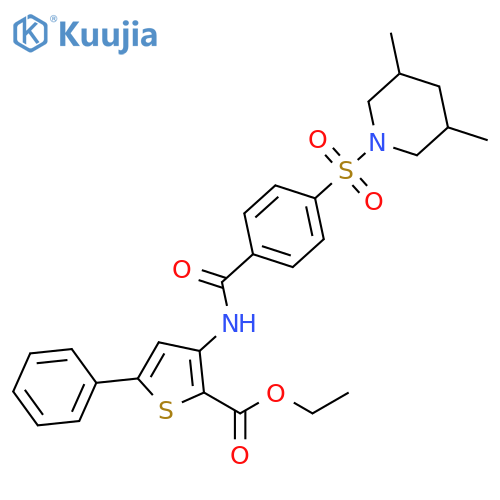 ethyl 3-{4-(3,5-dimethylpiperidin-1-yl)sulfonylbenzamido}-5-phenylthiophene-2-carboxylate structure