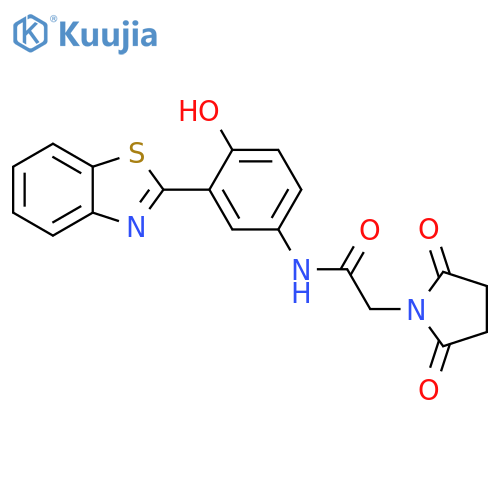 N-3-(1,3-benzothiazol-2-yl)-4-hydroxyphenyl-2-(2,5-dioxopyrrolidin-1-yl)acetamide structure