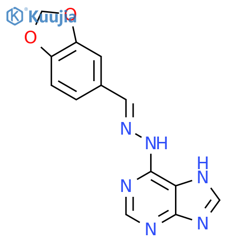 6-(E)-2-(2H-1,3-benzodioxol-5-yl)methylidenehydrazin-1-yl-9H-purine structure