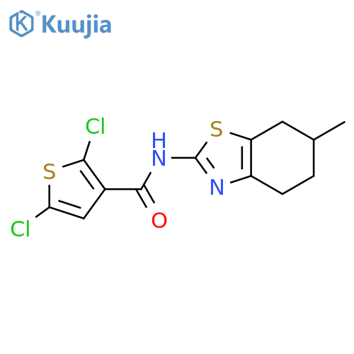 2,5-dichloro-N-(6-methyl-4,5,6,7-tetrahydro-1,3-benzothiazol-2-yl)thiophene-3-carboxamide structure