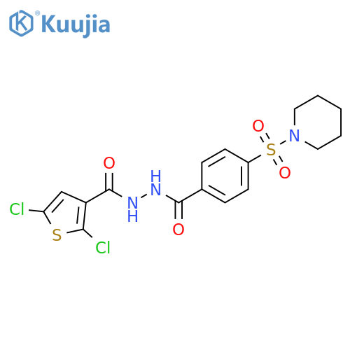 N'-(2,5-dichlorothiophene-3-carbonyl)-4-(piperidine-1-sulfonyl)benzohydrazide structure
