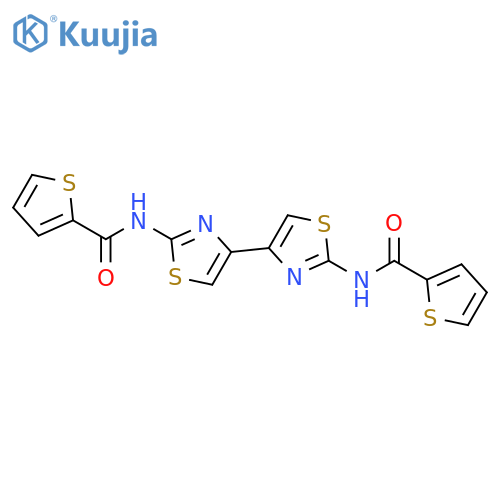 N-{4-[2-(thiophene-2-amido)-1,3-thiazol-4-yl]-1,3-thiazol-2-yl}thiophene-2-carboxamide structure