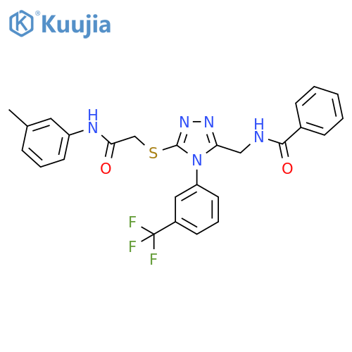 N-{5-({(3-methylphenyl)carbamoylmethyl}sulfanyl)-4-3-(trifluoromethyl)phenyl-4H-1,2,4-triazol-3-ylmethyl}benzamide structure